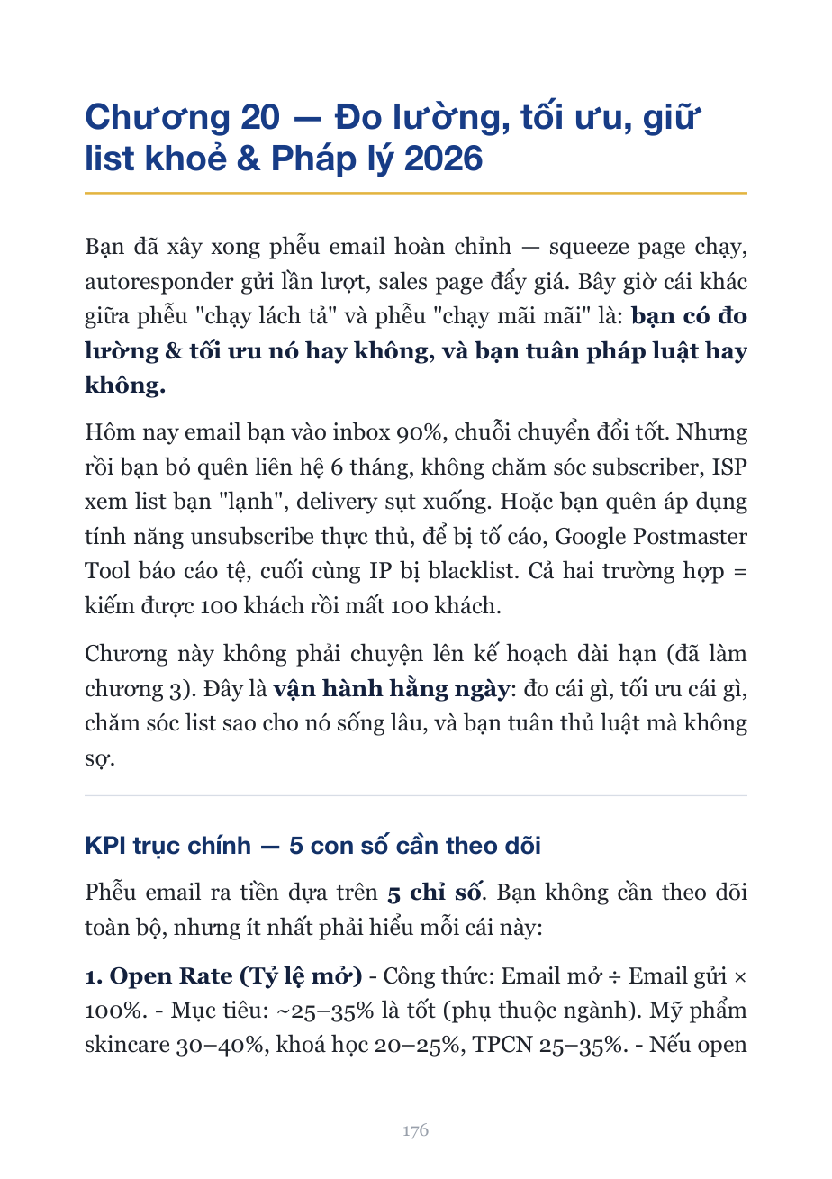 Trang ruột — Chương 20, đo lường & 5 KPI